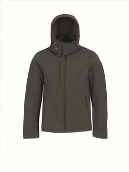 Afbeelding van B&C Hooded Softshell Men, Dark Grey, S