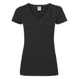 Afbeelding van FOTL Lady-Fit Valueweight V-neck T, Black, S