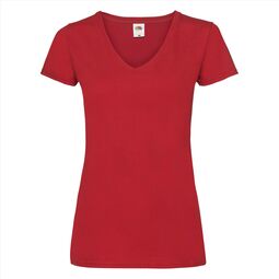 Afbeelding van FOTL Lady-Fit Valueweight V-neck T, Red, S