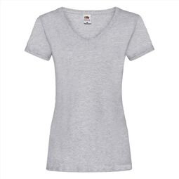 Afbeelding van FOTL Lady-Fit Valueweight V-neck T, Heather Grey, S