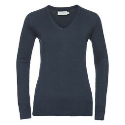 Afbeelding van RUS Ladies V-Neck Knitted Pullover, French Navy, XXS