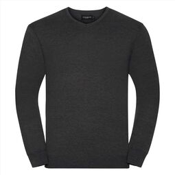 Afbeelding van RUS Men V-neck Knitted Pullover, Charcoal Marl, XXS