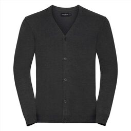 Afbeelding van RUS Men V-Neck Knitted Cardigan, Charcoal Marl, XXS