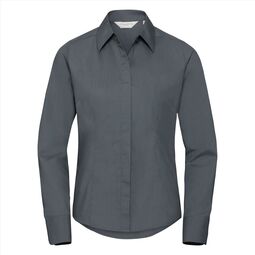 Afbeelding van RUS Ladies LSL Fitted Polycot. Poplin Shirt, C. Grey, S