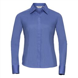 Afbeelding van RUS Ladies LSL Fitted Polycot. Poplin Shirt, Corp. Blue, S