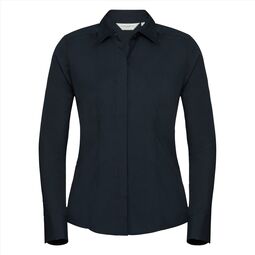 Afbeelding van RUS Ladies LSL Fitted Polycot. Poplin Shirt, F. Navy, S