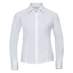 Afbeelding van RUS Ladies LSL Fitted Polycot. Poplin Shirt, White, S