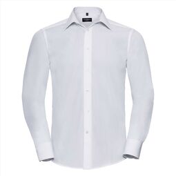 Afbeelding van RUS Men LSL Tailored Polycot. Poplin Shirt, White, S