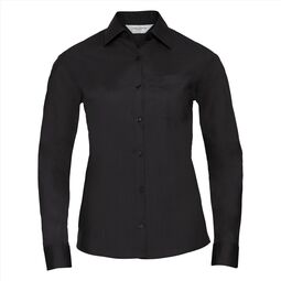 Afbeelding van RUS Ladies LSL Classic Polycot. Poplin Shirt, Black, S