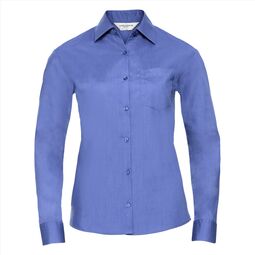 Afbeelding van RUS Ladies LSL Classic Polycot. Poplin Shirt, Corp.Blue, S