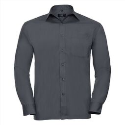 Afbeelding van RUS Men LSL Clas. Polycot. Poplin Shirt, Convoy Grey, S