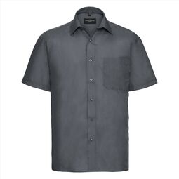 Afbeelding van RUS Men SS Clas. Polycot. Poplin Shirt, C. Grey, S