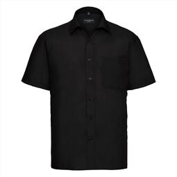 Afbeelding van RUS Men SS Clas. Polycot. Poplin Shirt, Black, S