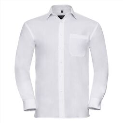 Afbeelding van RUS Men LSL Clas. Pure Cotton Poplin Shirt, White, S