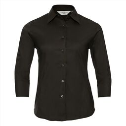 Afbeelding van RUS Ladies ¾ sl. Fitted Stretch Shirt, Chocolate, S