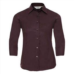 Afbeelding van RUS Ladies ¾ sl. Fitted Stretch Shirt, Port, S