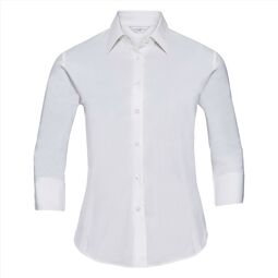 Afbeelding van RUS Ladies ¾ sl. Fitted Stretch Shirt, White, S