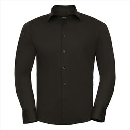 Afbeelding van RUS Men LSL Fitted Stretch Shirt, Chocolate, S
