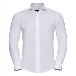 Afbeelding van RUS Men LSL Fitted Stretch Shirt, White, S