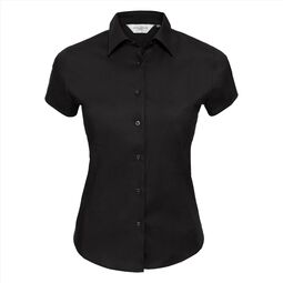 Afbeelding van RUS Ladies Shortsleeve Fitted Stretch Shirt, Black, S