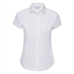 Afbeelding van RUS Ladies Shortsleeve Fitted Stretch Shirt, White, S