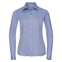 Afbeelding van RUS Ladies LSL Tailored Herringbone Shirt, Light Blue, S