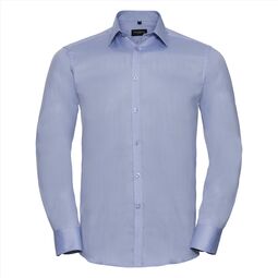 Afbeelding van RUS Men LSL Tailored Herringbone Shirt, Light Blue, S