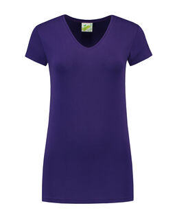 Afbeelding van L&S T-shirt V-neck cot/elast SS for her | Purple | XXL