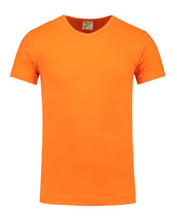 Afbeelding van L&S T-shirt V-neck cot/elast SS for him | Orange | 3XL