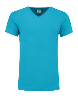 Afbeelding van L&S T-shirt V-neck cot/elast SS for him | Turquoise | 3XL