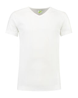 Afbeelding van L&S T-shirt V-neck cot/elast SS for him | White | 3XL
