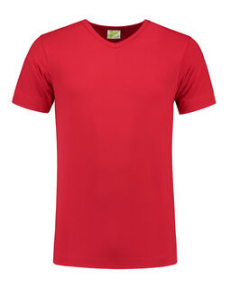 Afbeelding van L&S T-shirt V-neck cot/elast SS for him | Red | 3XL