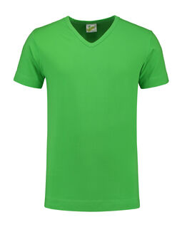 Afbeelding van L&S T-shirt V-neck cot/elast SS for him | Lime | 3XL