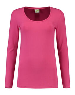 Afbeelding van L&S T-shirt Crewneck cot/elast LS for her | Fuchsia | XXL