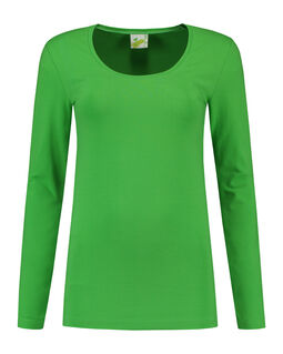 Afbeelding van L&S T-shirt Crewneck cot/elast LS for her | Lime | XXL