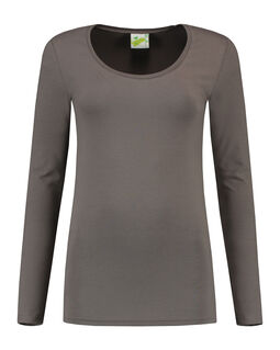 Afbeelding van L&S T-shirt Crewneck cot/elast LS for her | Pearl Grey | XXL
