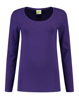 Afbeelding van L&S T-shirt Crewneck cot/elast LS for her | Purple | XXL
