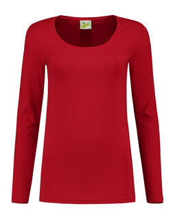 Afbeelding van L&S T-shirt Crewneck cot/elast LS for her | Red | XXL