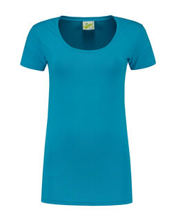 Afbeelding van L&S T-shirt Crewneck cot/elast SS for her | Turquoise | XXL