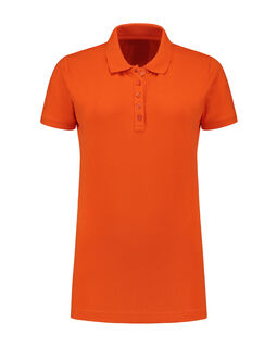 Afbeelding van L&S Polo Basic Cot/Elast SS for her | Orange | XXL