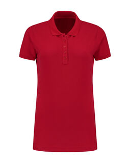 Afbeelding van L&S Polo Basic Cot/Elast SS for her | Red | XXL