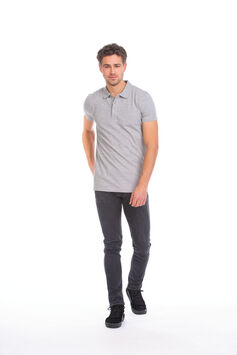 Afbeelding van L&S Polo Basic Cot/Elast SS for him | Grey Heather | 3XL