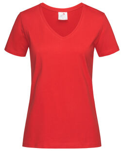 Afbeelding van Stedman T-shirt V-Neck Classic-T SS for her | 186C Scarlet Red | XXL