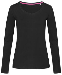 Afbeelding van Stedman T-shirt V-neck Claire LS for her | Black Opal | XL