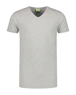 Afbeelding van L&S T-shirt V-neck cot/elast SS for him | Grey Heather | 3XL