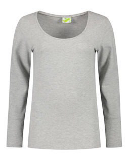 Afbeelding van L&S T-shirt Crewneck cot/elast LS for her | Grey Heather | XXL
