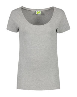 Afbeelding van L&S T-shirt Crewneck cot/elast SS for her | Grey Heather | XXL