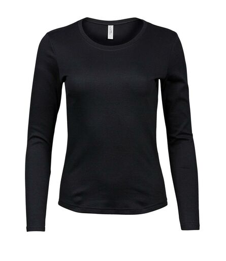 Ladies Long Sleeve Interlock T-Shirt, Black, L, Tee Jays