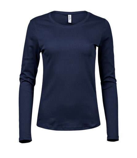 Ladies Long Sleeve Interlock T-Shirt, Navy, L, Tee Jays