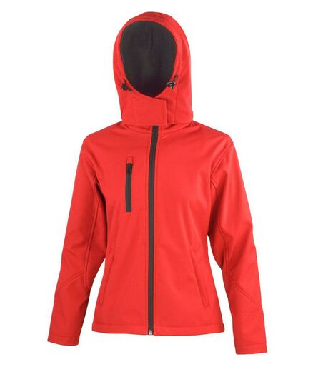 Ladies Hooded Soft Shell Jacket, Red/Black, L/14, Result Core